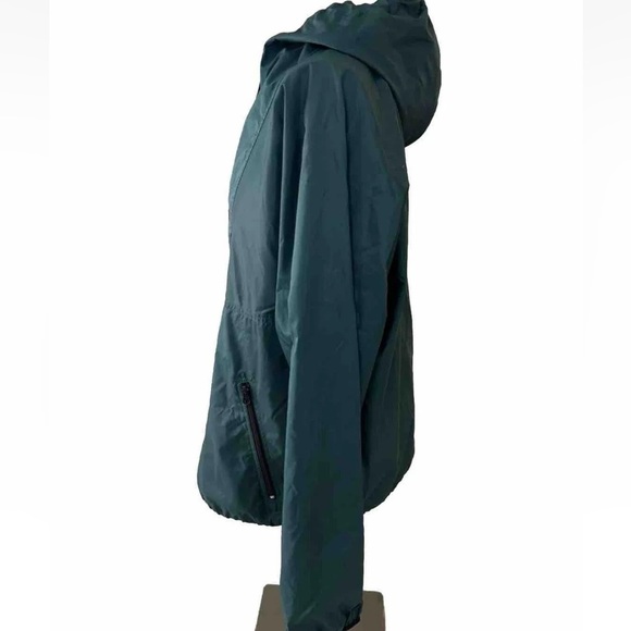 Vntg HELLY HANSEN M Jacket Mens Hooded 1/2 Zip Nylon Windbreaker Pullover Green - Picture 4 of 13